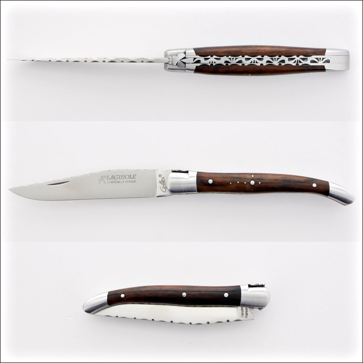 Laguiole Traditional Knife 11 cm Guilloche Desert Ironwood