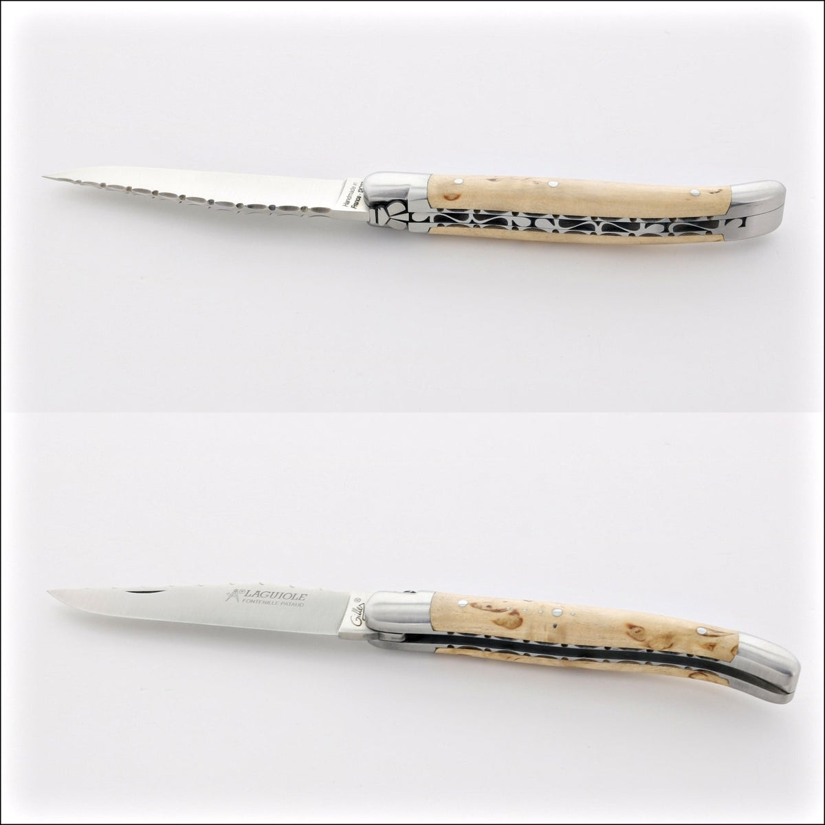 Laguiole Traditional Knife 11 cm Guilloche Karelian Birch