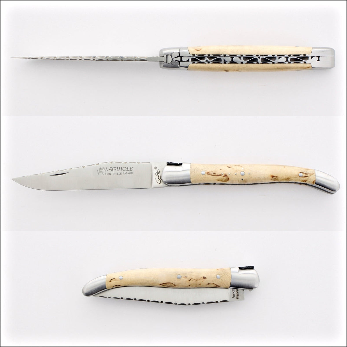 Laguiole Traditional Knife 11 cm Guilloche Karelian Birch