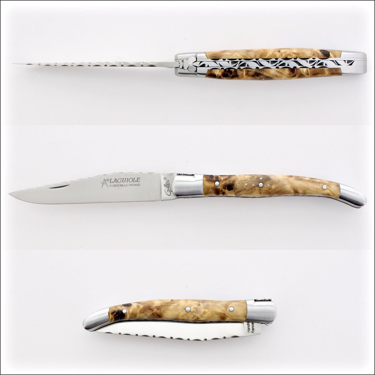 Laguiole Traditional Knife 11 cm Guilloche Poplar Burl