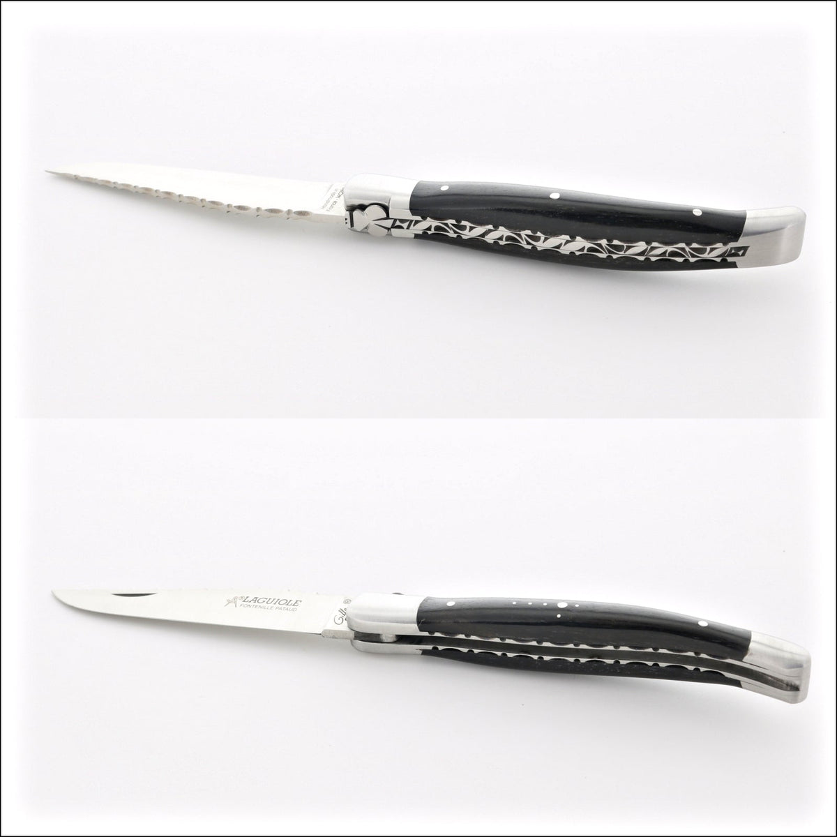 Laguiole Traditional Knife 12 cm Guilloche Ebony