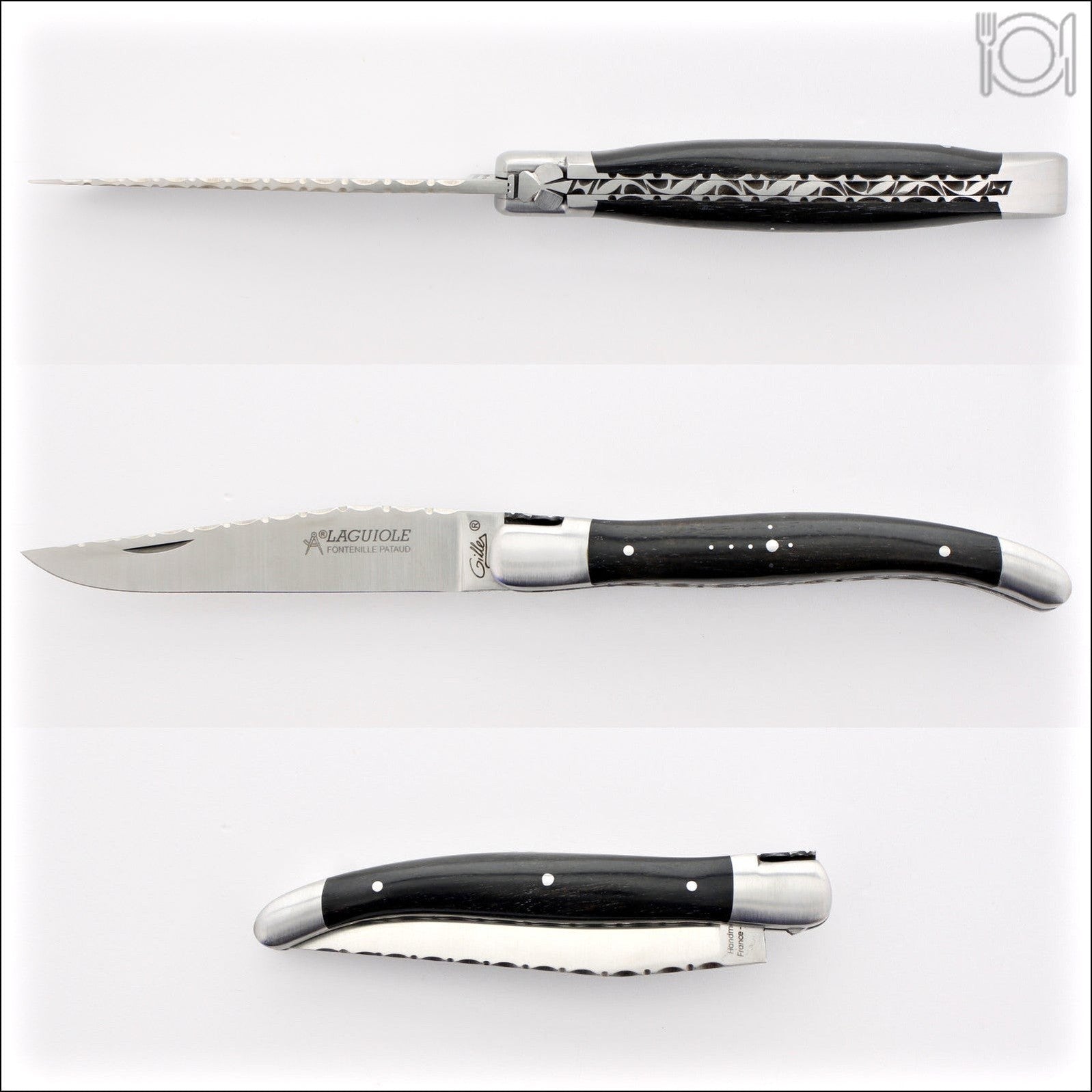 Laguiole Traditional Knife 12 cm Guilloche Ebony