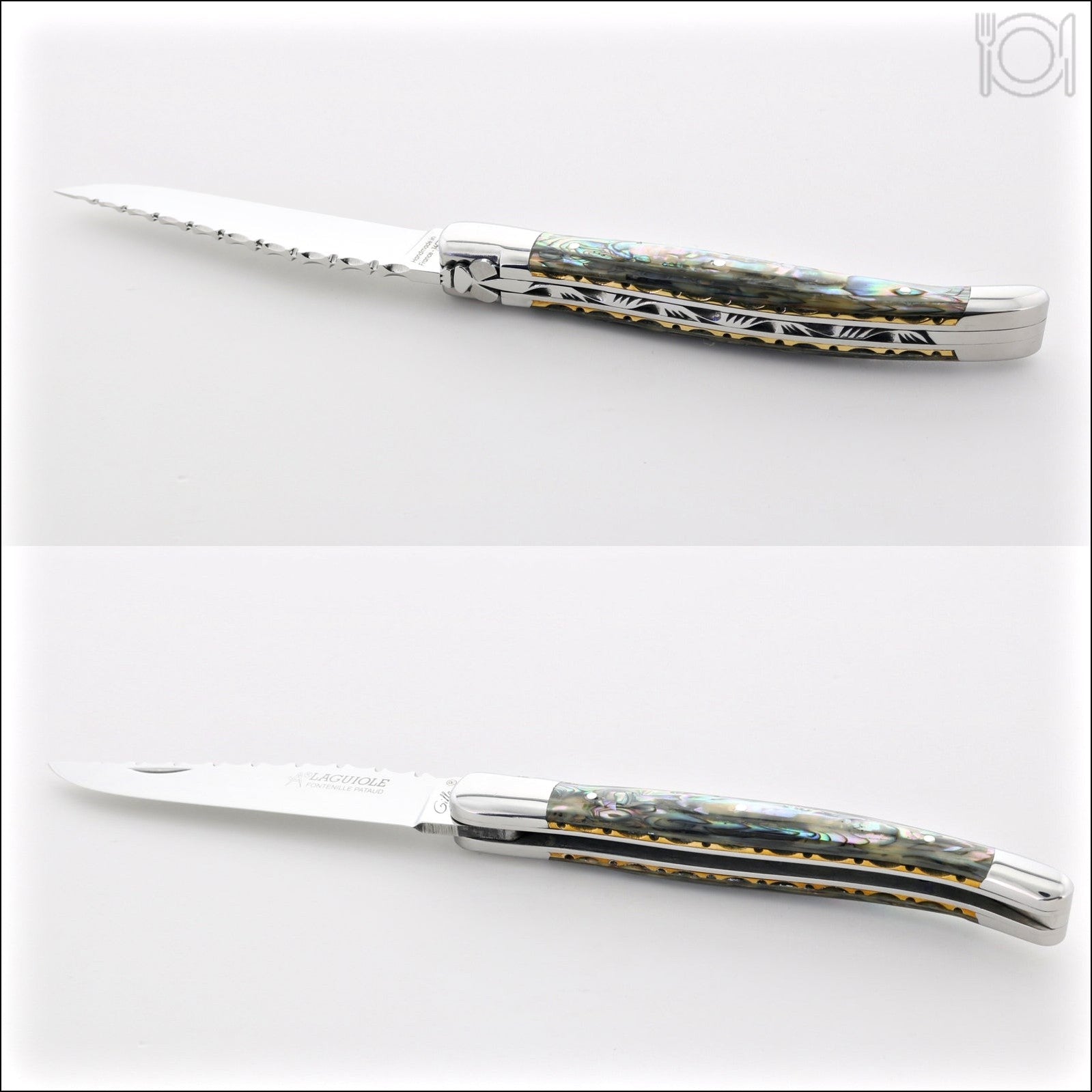 Laguiole Traditional Knife 12 cm Guilloche Mother of Pearl