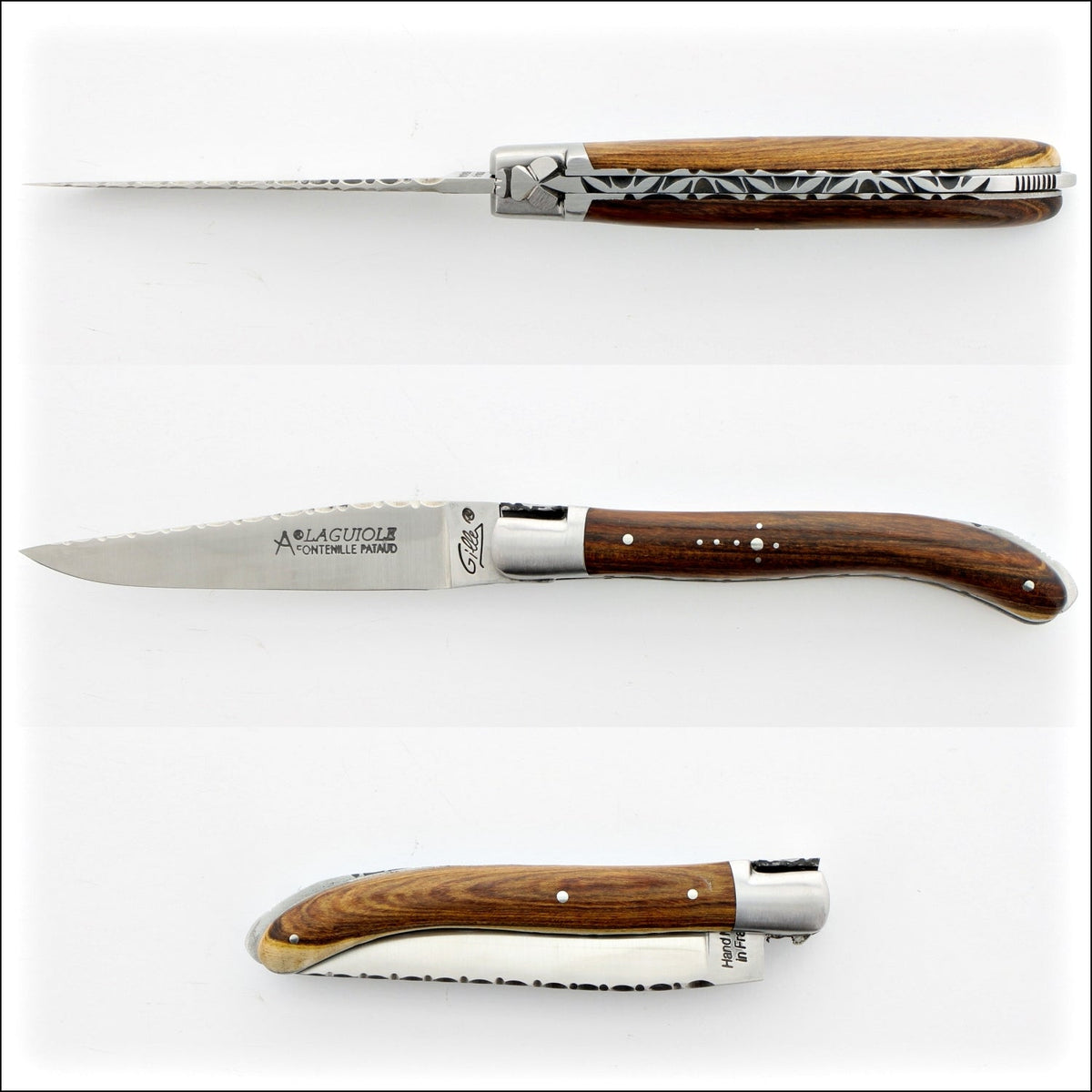 Laguiole XS 9 cm Guilloche Pistachio Wood Handle