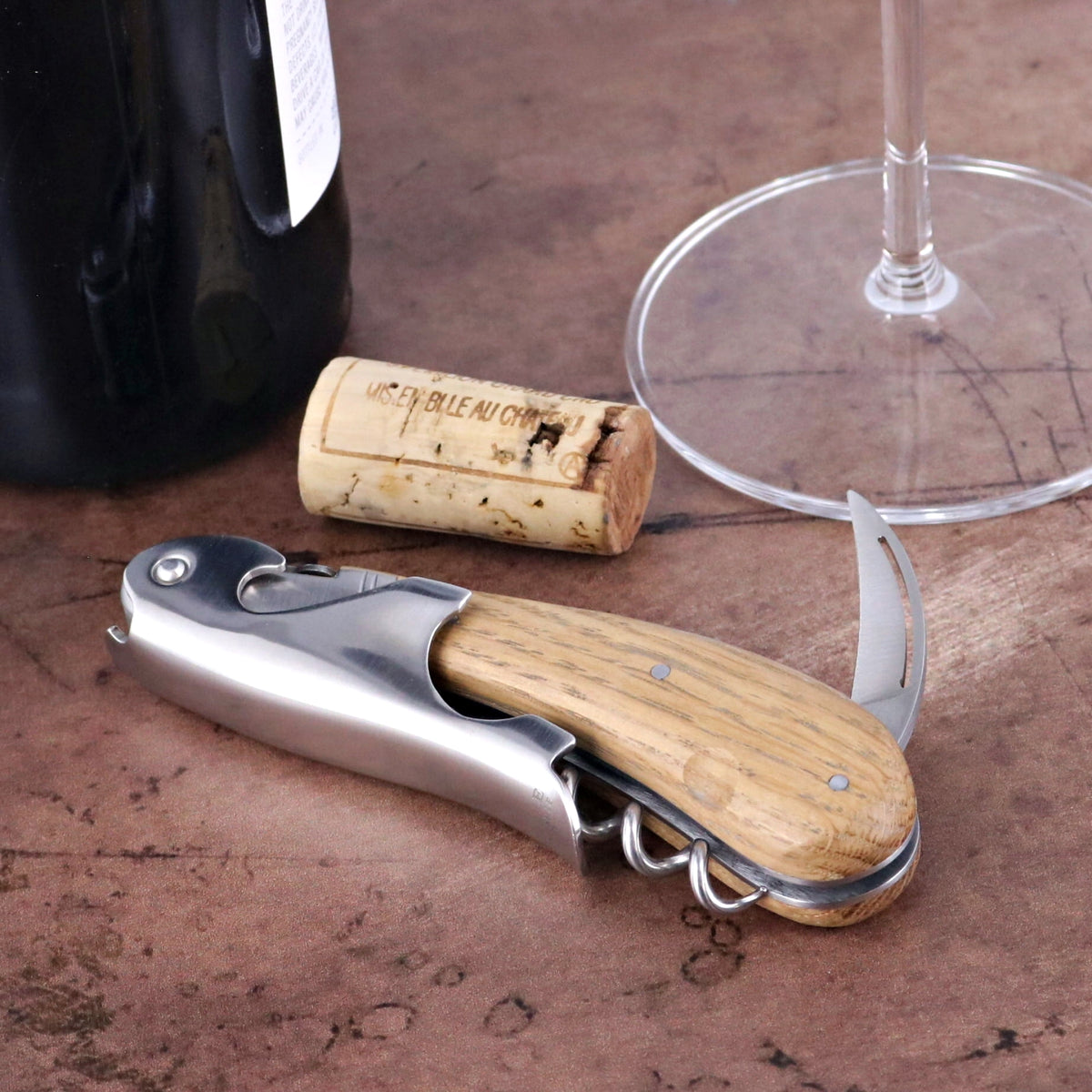 Laguiole Magnum Oak Barrel Wood Corkscrew - C