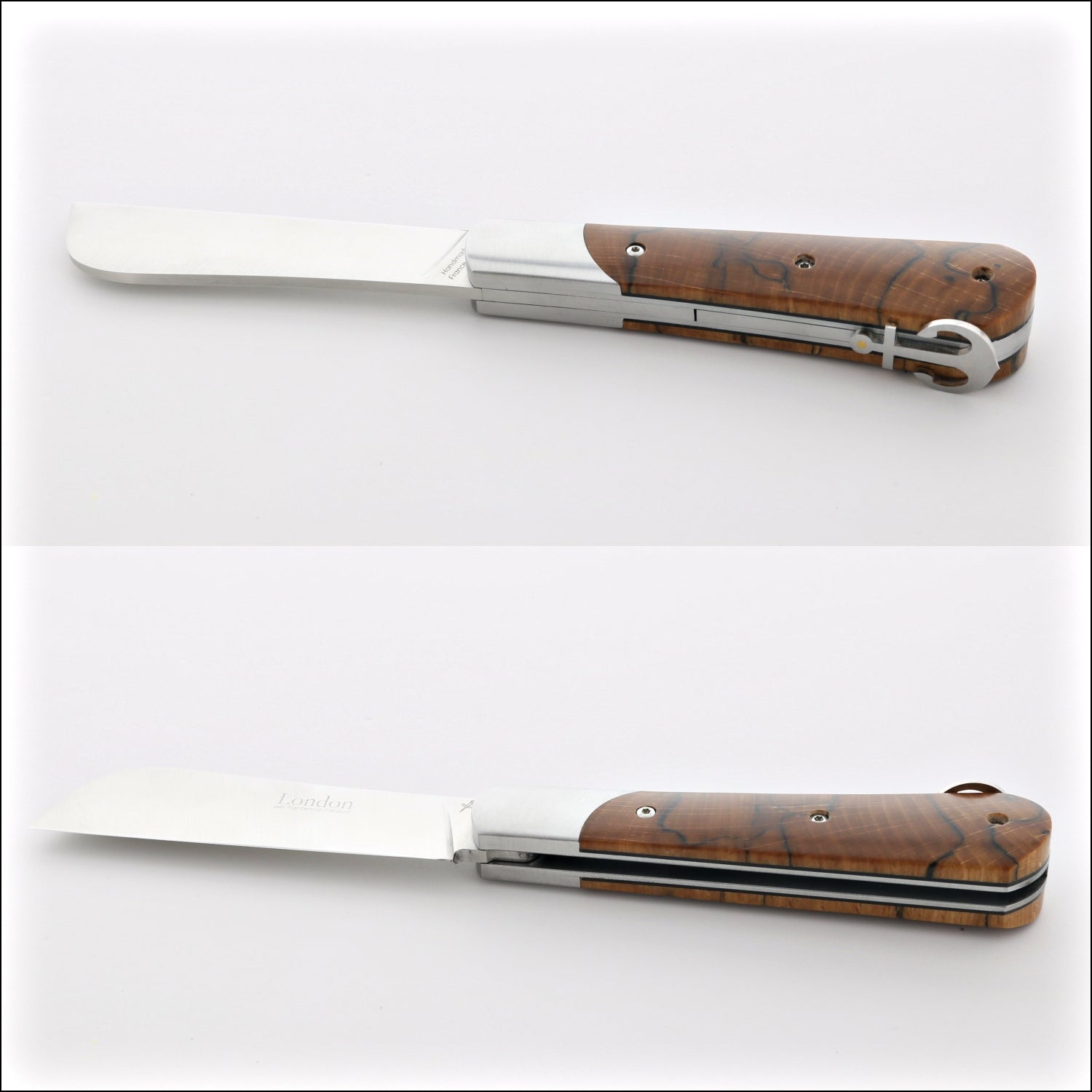 London 11 cm Burled Beech End Grain Folding Knife