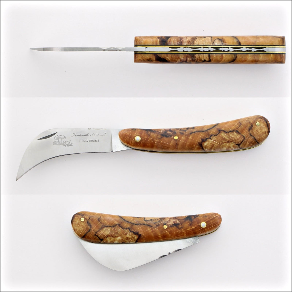 Mushroom Knife - Garden Knife Burled Beech End Grain Handle by Fontenille Pataud