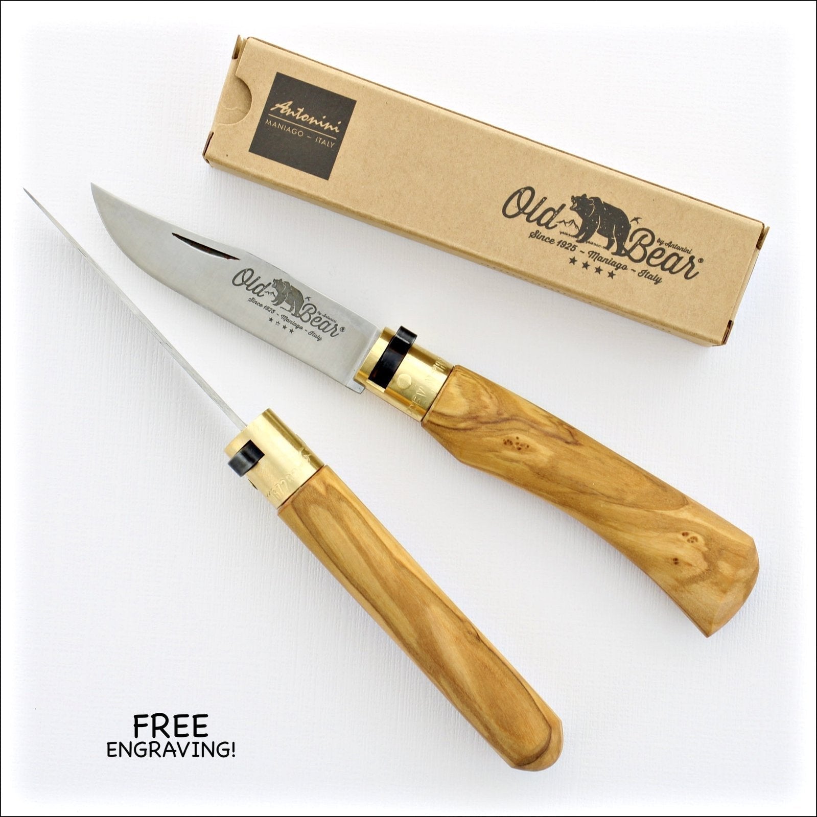 Le Saint-Bernard Pocket Knife - Olive Wood Handle - B - Laguiole Imports