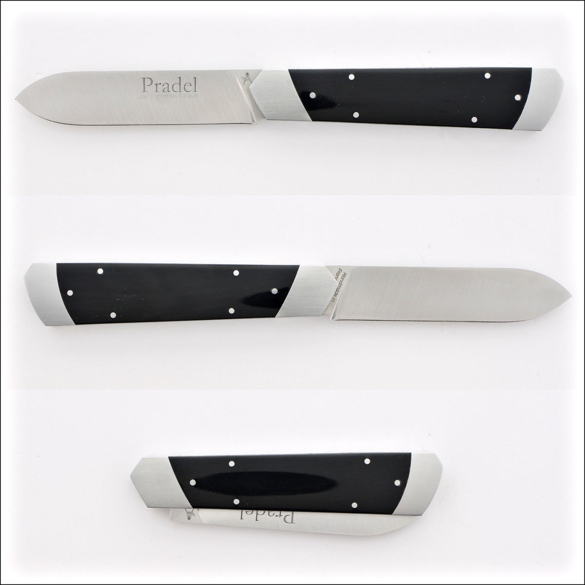 Pradel Folding Knife Black Horn Tip Handle &amp; Lock-Back by Fontenille Pataud