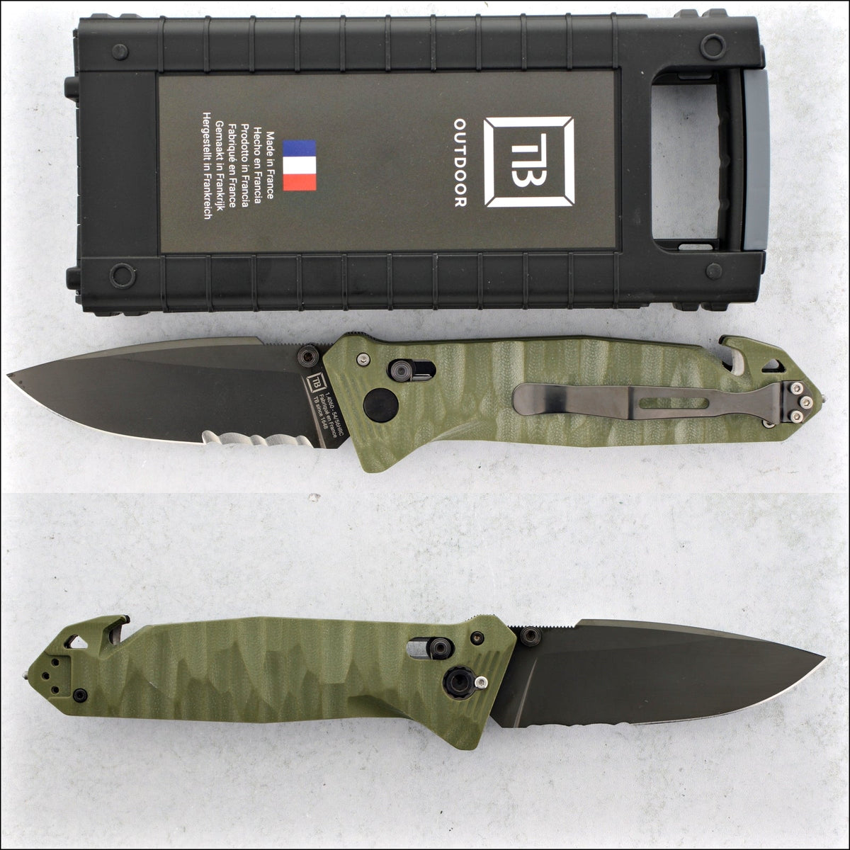 TB Outdoor G10 - CAC S200 Serrated Nitrox® Blade - Khaki