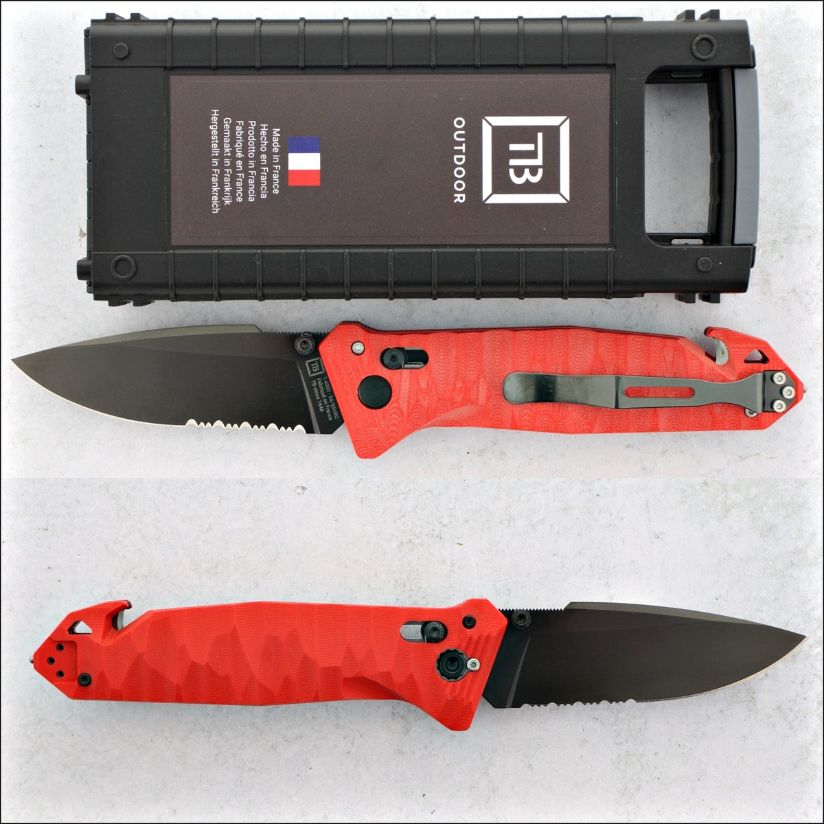 TB Outdoor G10 - CAC S200 Serrated Nitrox® Blade - Red