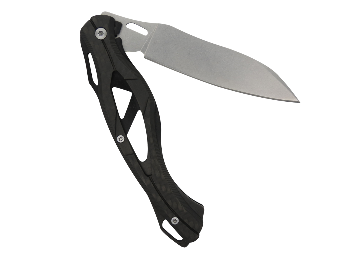 AR1890 Carbon Fiber Handle Stonewash Flipper Knife-Linerlock