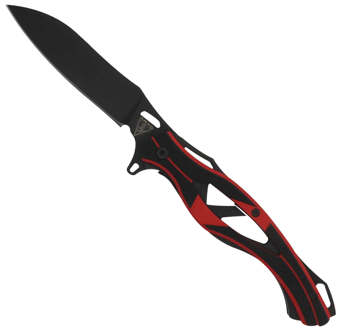 AR1890 Titanium Black & Red G10 Handle Flipper Knife-Linerlock