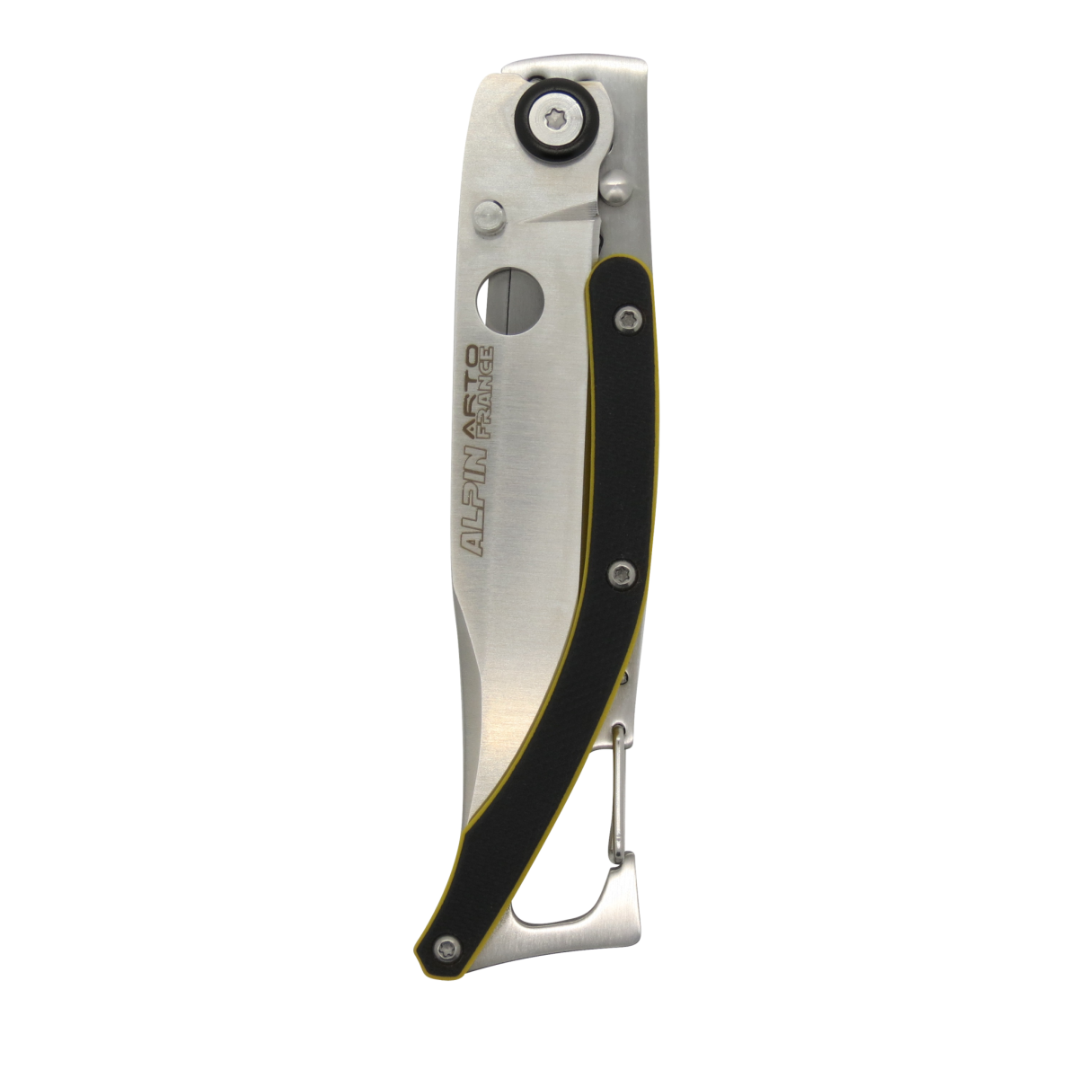 Alpin Black & Yellow G10 Handle Ultralight Carabiner Folding Knife-Linerlock