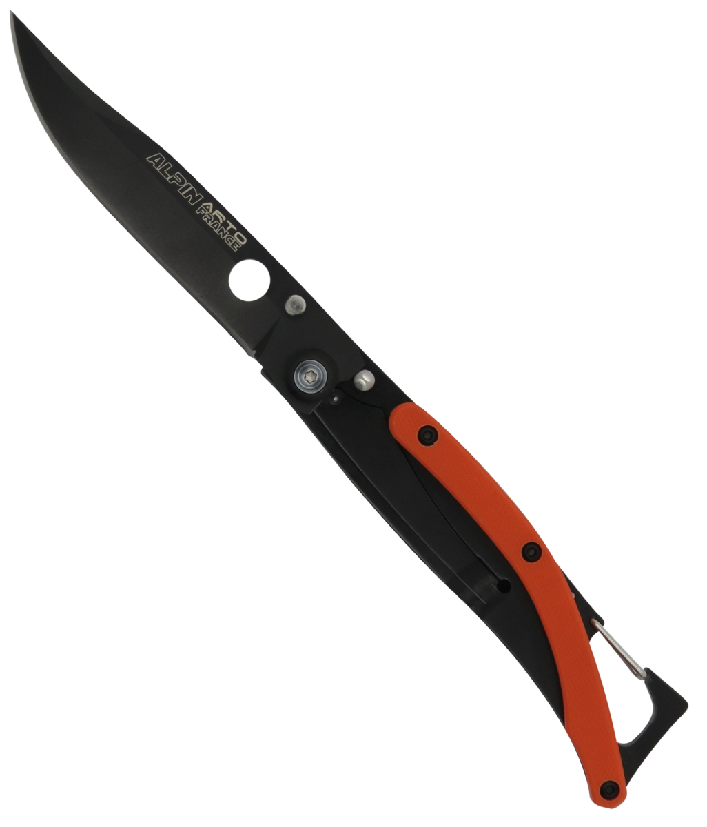 Alpin Titanium Orange G10 Handle Ultralight Carabiner Folding Knife-Linerlock