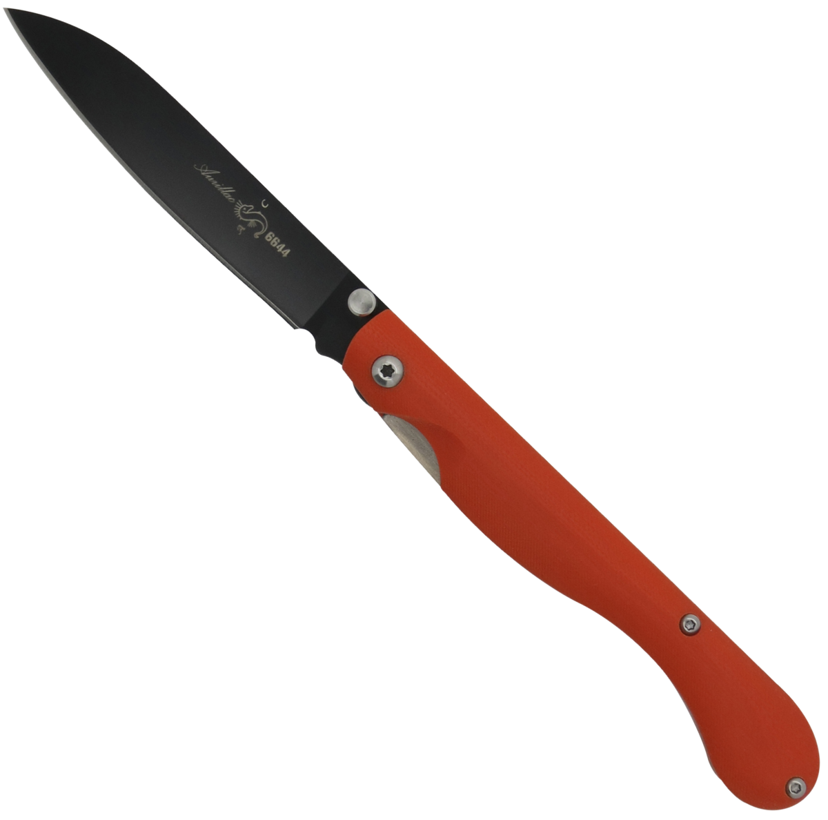 Aurillac Titanium Orange G10 Handle Linerlock Folding Knife-Linerlock