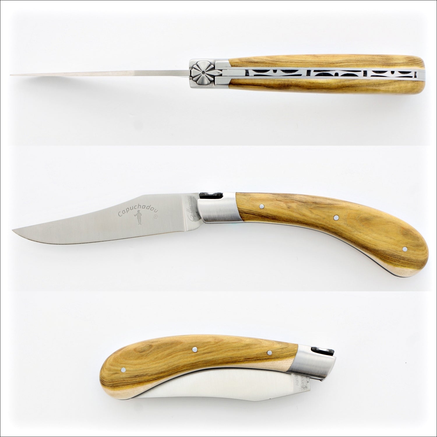 Laguiole Knife with Pistachio Wood Handle & Brass Bolsters