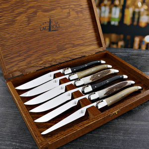 Laguiole Au Sabot Gift Box Set of Multi-color Set of Steak Knives
