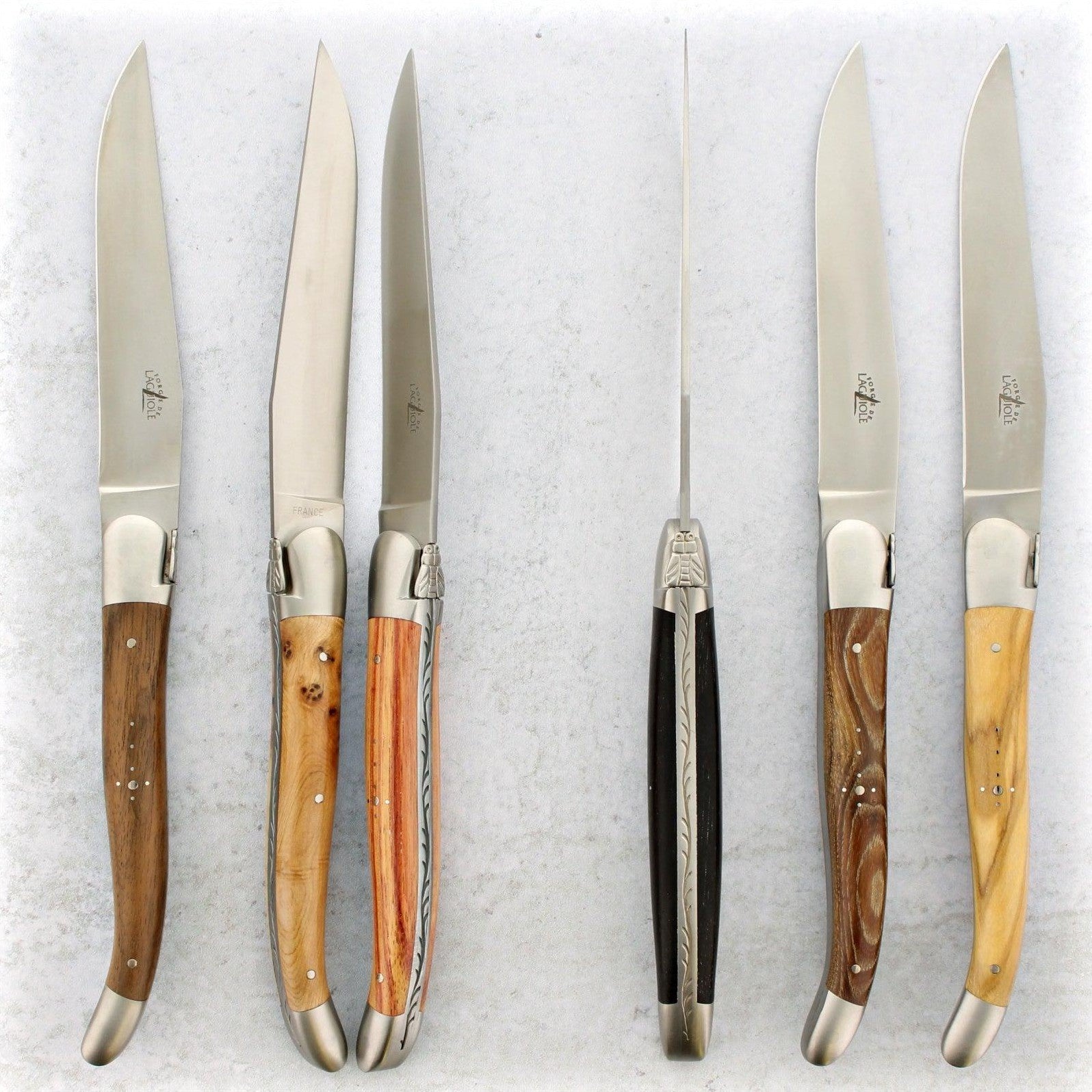 French Home Laguiole Steak Knives, Set of 4 (Wood Grain)