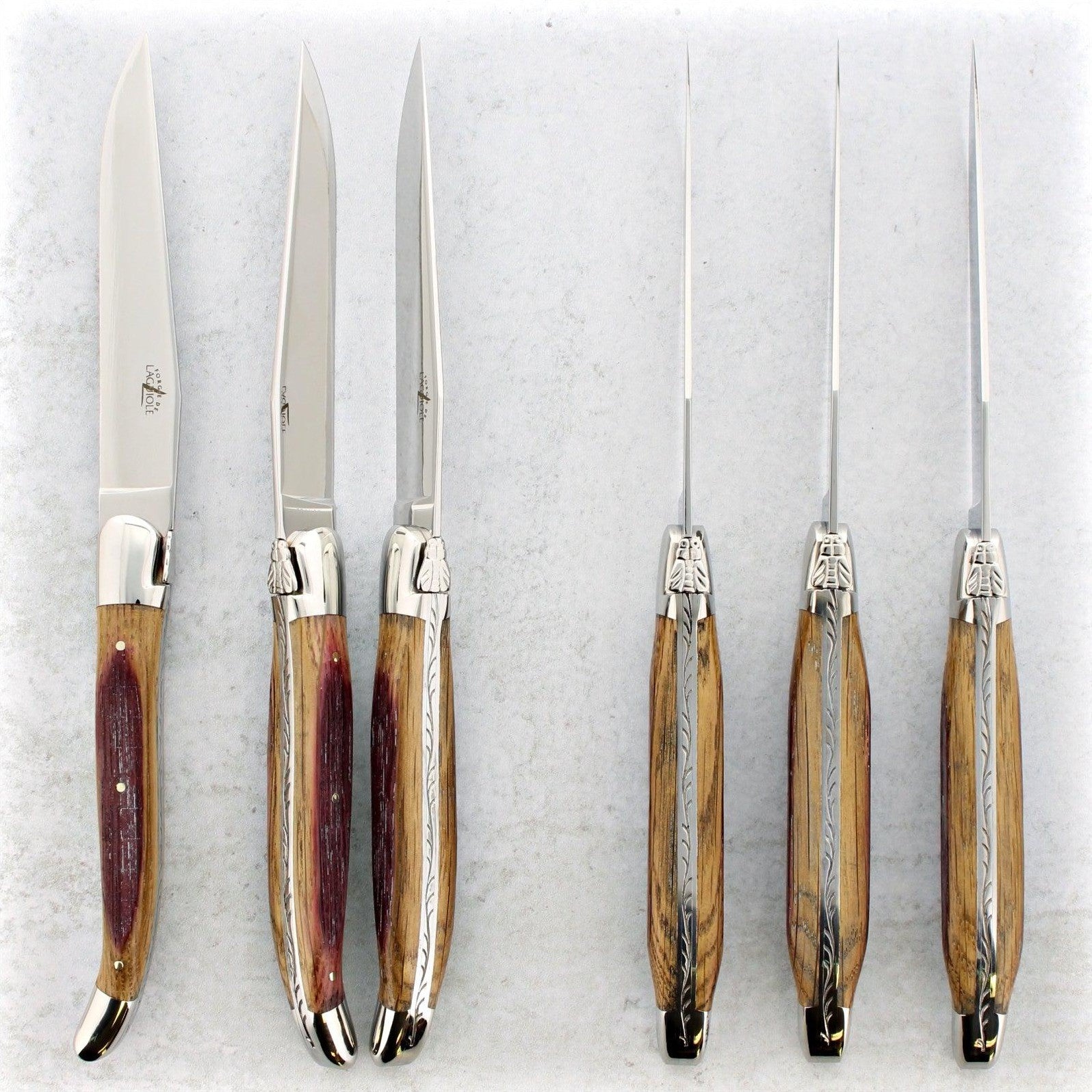 9 Laguiole 6-Piece Wooden Handle Steak Knife Gift Set