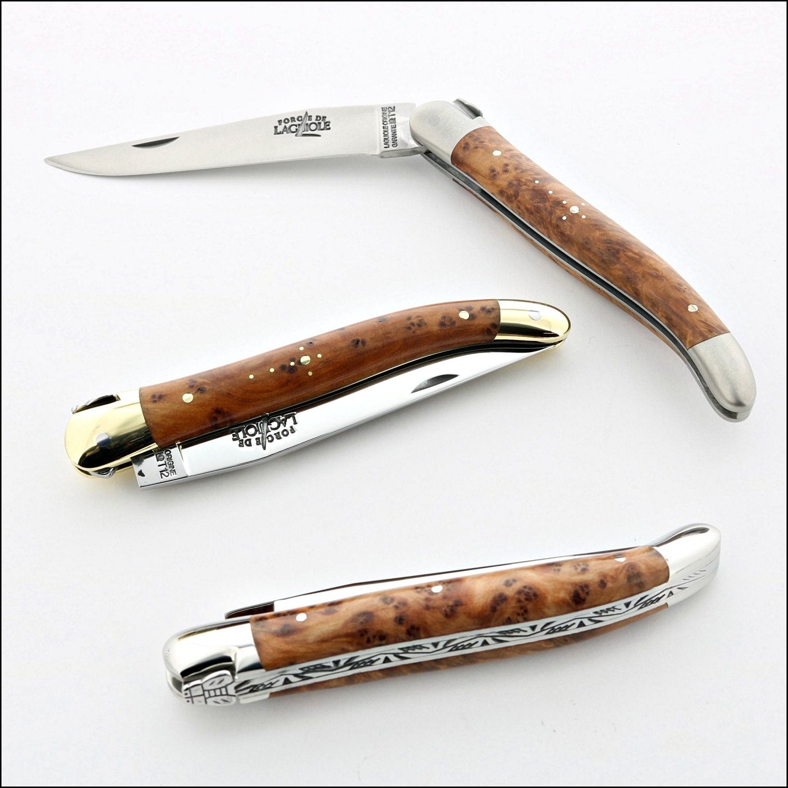 Forge de Laguiole 12 cm Corkscrew Knife Brass & Horn Tip - Laguiole Imports