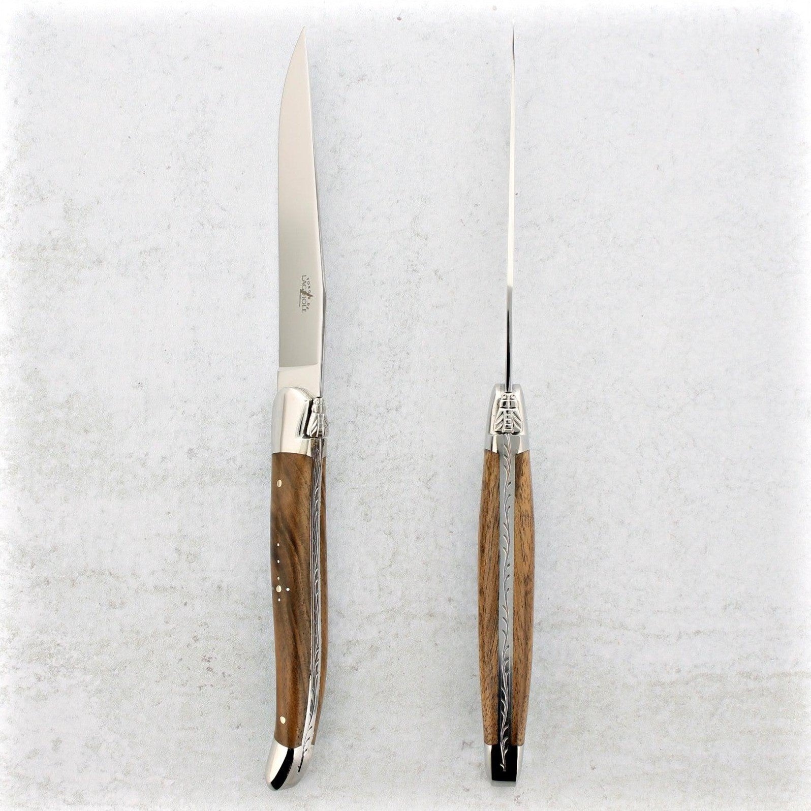 Forge de Laguiole Walnut Steak Knives - Shiny - Laguiole Imports