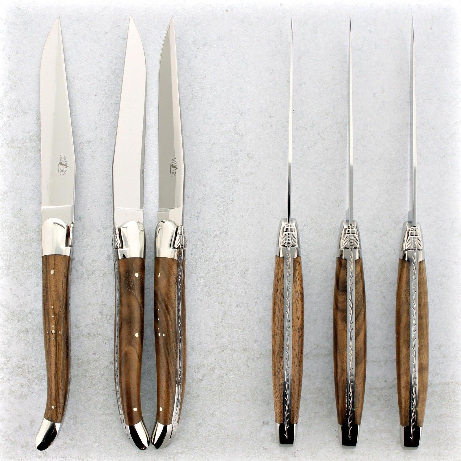 Christian Ghion Set of 6 Ash Tree Steak Knives - Forge de Laguiole USA