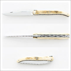 Laguiole Full Handle 11 cm Guilloche Fossilized Mammoth Ivory