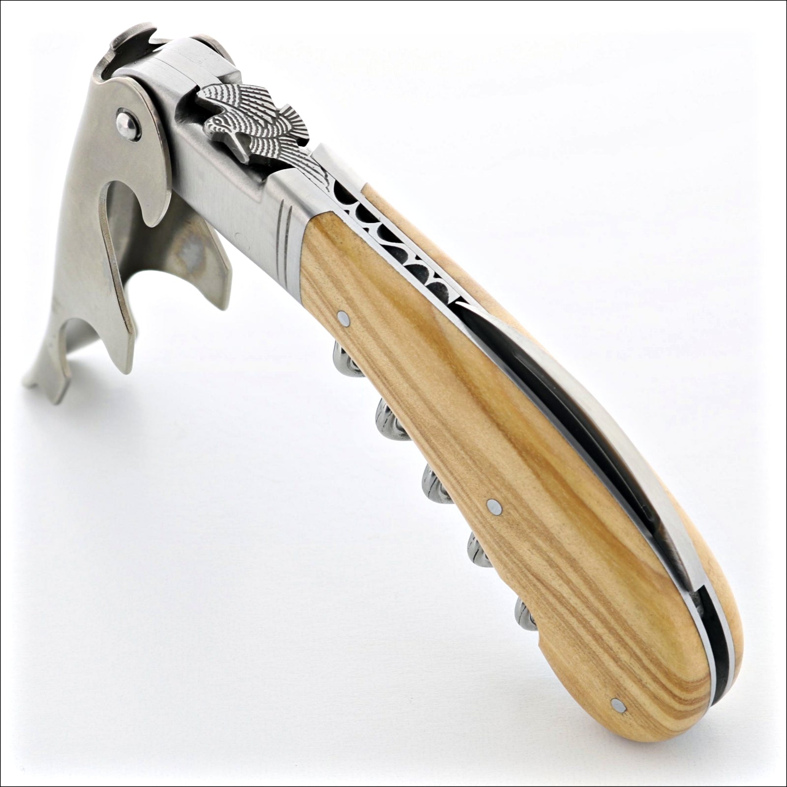 Laguiole wood and metal handle lever corkscrew