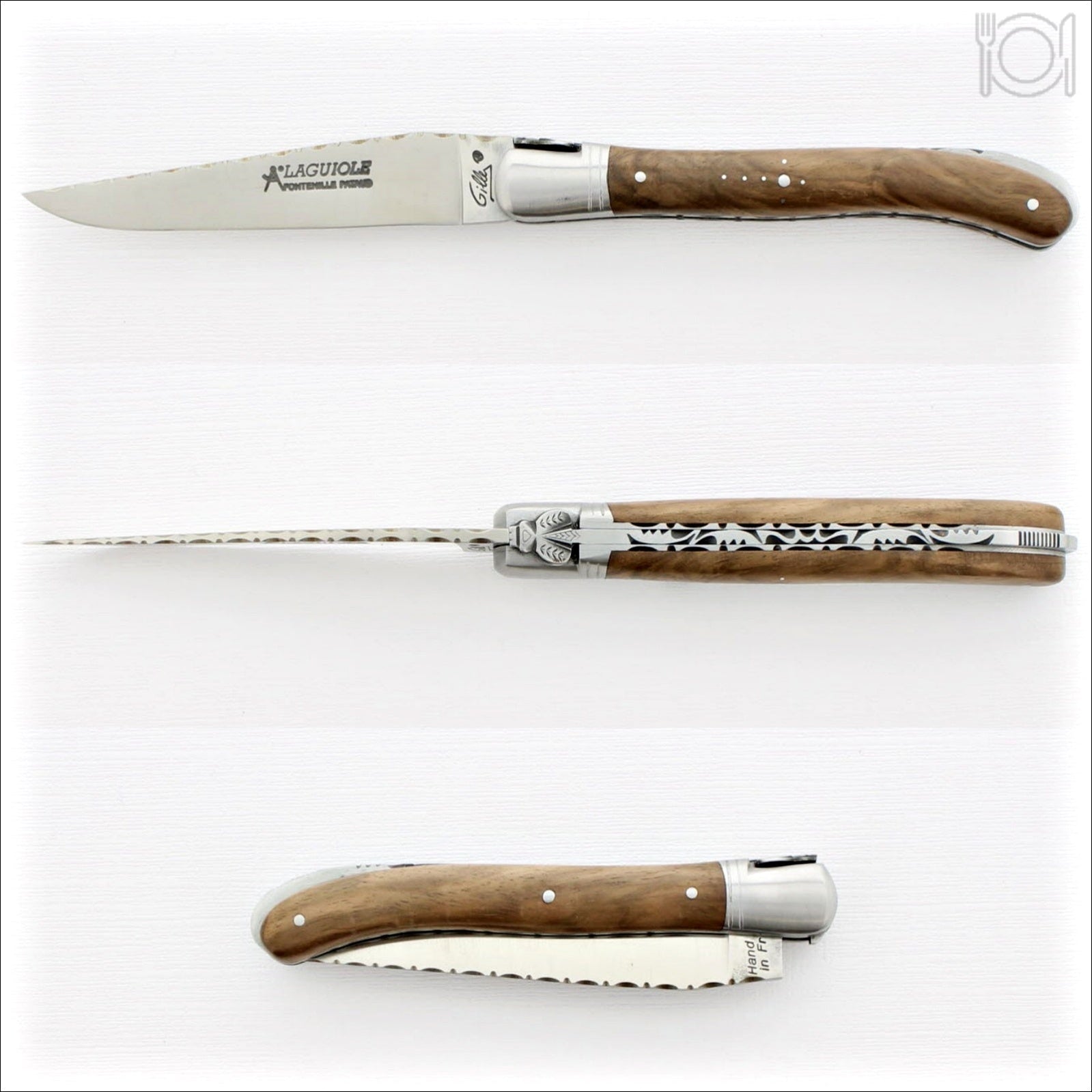 Nontron Steak Knives & Flatware Sets Burled Walnut - Laguiole Imports