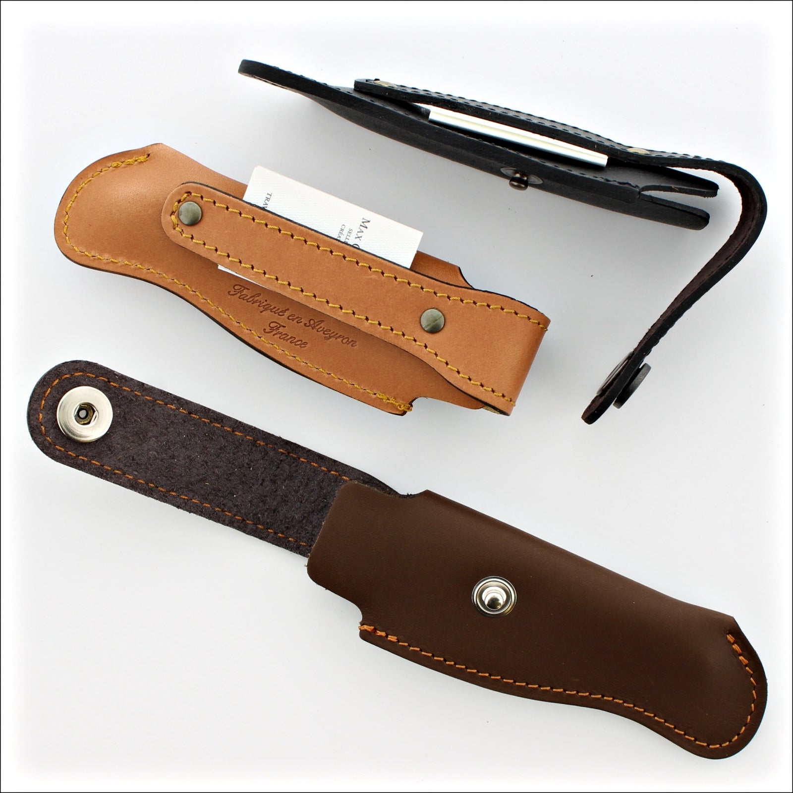 Class Leather Knife Sheath for 11 to 13 cm Pocket Knives - Laguiole Imports