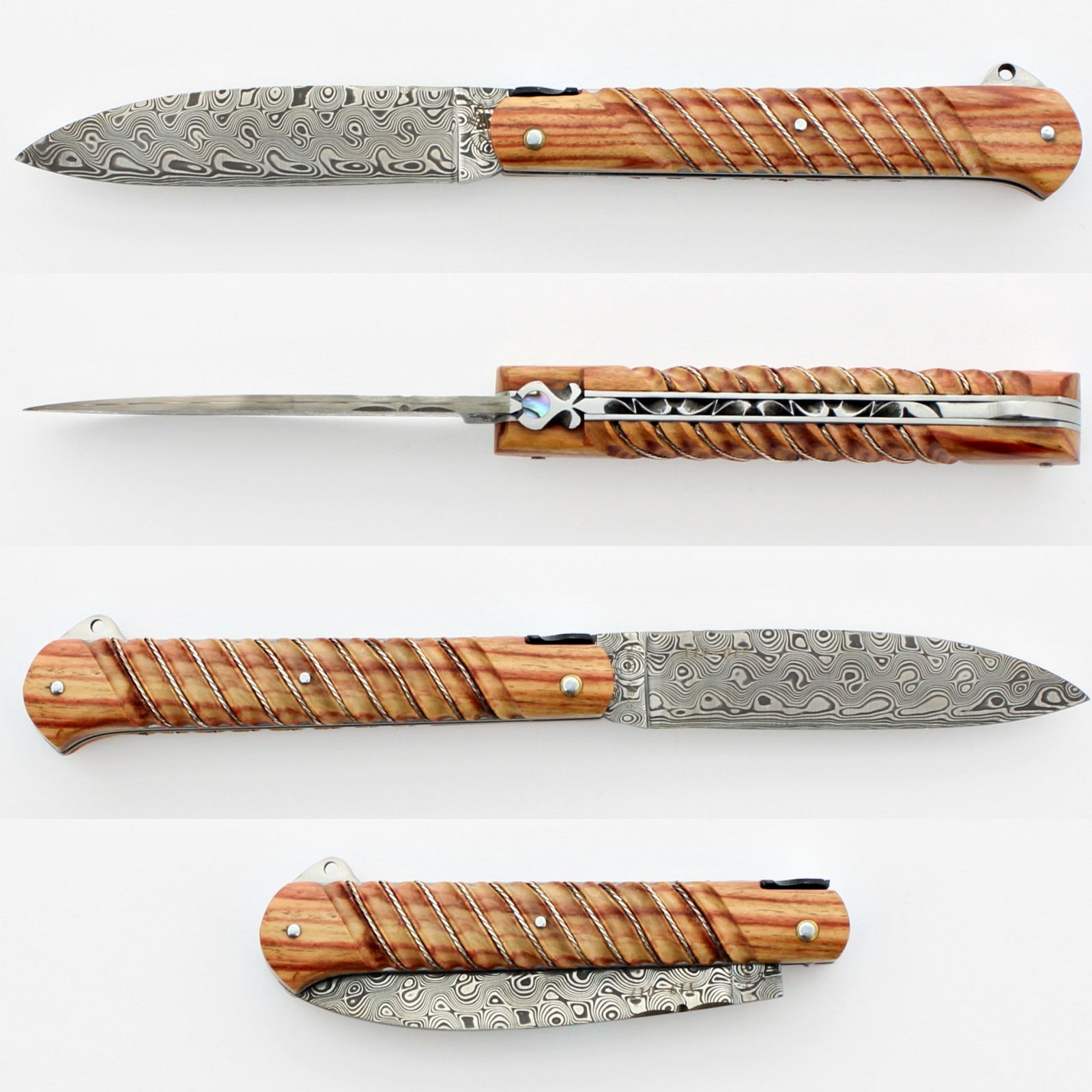 Damascus Pen Knife Wood Handle